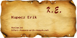 Kupecz Erik névjegykártya